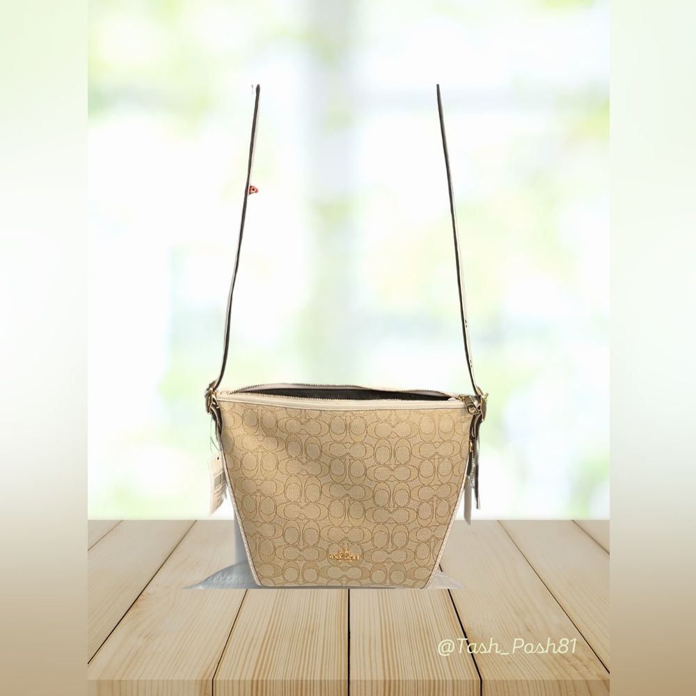 COACH  Small Signature Dufflette Hobo Crossbody Bag in Chalk / Signature Print
